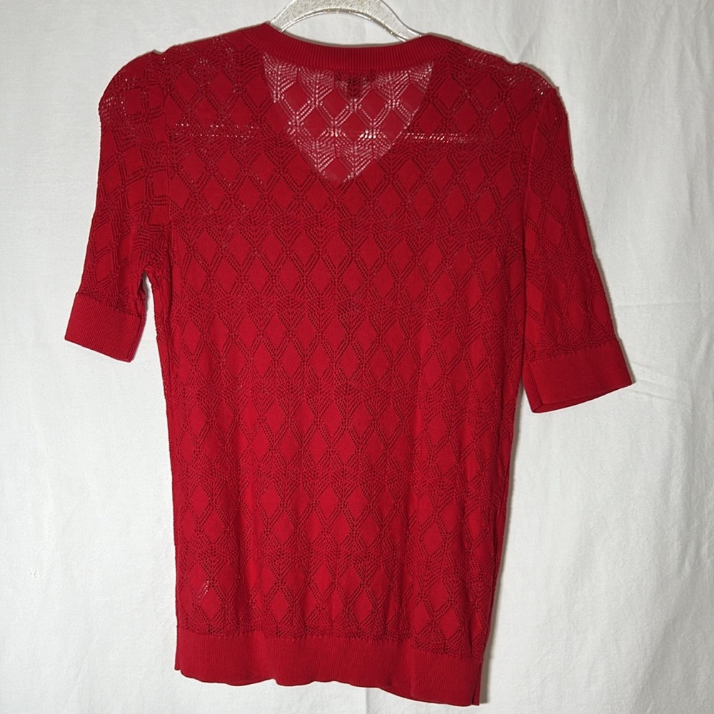 Talbots Size Sp Red Button Down Short Sleeve Card… - image 5